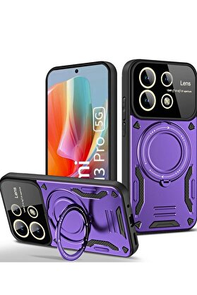 CepteToptan Xiaomi Redmi Note 13 Pro 5G Kılıf Joy Lens Standlı Kapak - Mor - DROPX4389-9193