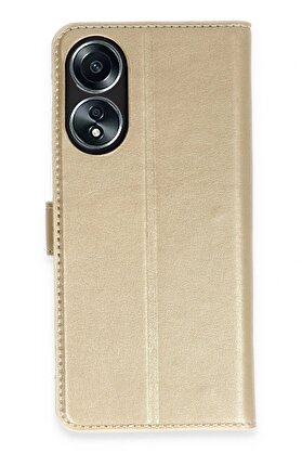 CepteToptan Oppo A58 Kılıf Trend S Plus Kapaklı Kılıf - Gold - DROPX9686-9180