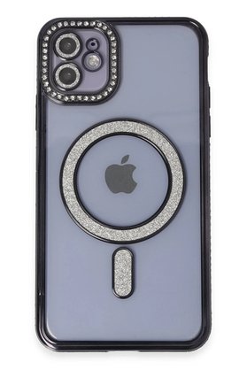 CepteToptan iPhone 11 Kılıf Joke Simli Magneticsafe Kılıf - Siyah - DROPX4184-2179