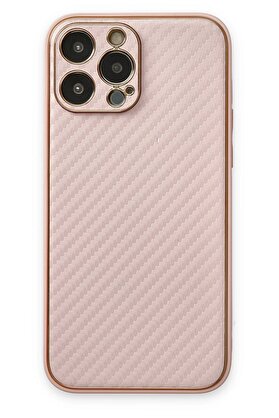 CepteToptan iPhone 13 Pro Max Kılıf Coco Karbon Silikon - Pembe - DROPX6789-7369