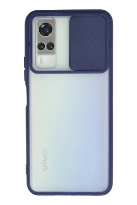 CepteToptan Vivo Y53S Kılıf Palm Buzlu Kamera Sürgülü Silikon - Lacivert - DROPX1392-8413
