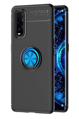 CepteToptan Oppo Find X2 Kılıf Range Yüzüklü Silikon - Siyah-Mavi - DROPX7758-4267
