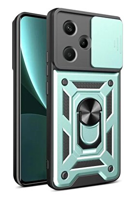 CepteToptan Xiaomi Redmi Note 13 Pro Plus Kılıf Pars Lens Yüzüklü Silikon - Yeşil - DROPX8188-7592