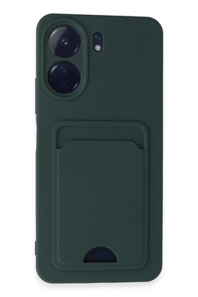 CepteToptan Xiaomi Redmi 13C Kılıf Kelvin Kartvizitli Silikon - Koyu Yeşil - DROPX9700-9234