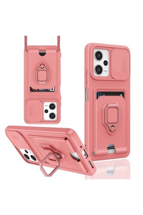 CepteToptan Xiaomi Redmi Note 12 Pro 5G Kılıf Zuma Kartvizitli Yüzüklü Silikon - Pembe - DROPX1101-4705