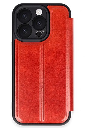 CepteToptan iPhone 16 Pro Kılıf Flip Cover - Kırmızı - DROPX6698-6625