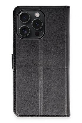 CepteToptan iPhone 15 Pro Max Kılıf Trend S Plus Kapaklı Kılıf - Siyah - DROPX7381-4180