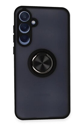 CepteToptan Samsung Galaxy A25 5G Kılıf Montreal Yüzüklü Silikon Kapak - Siyah - DROPX5816-7035