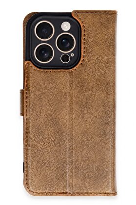 CepteToptan iPhone 16 Pro Kılıf Trend S Plus Kapaklı Kılıf - Taba - DROPX9112-3871