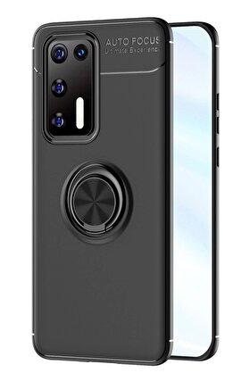 CepteToptan Huawei P40 Kılıf Range Yüzüklü Silikon - Siyah - DROPX9155-7538
