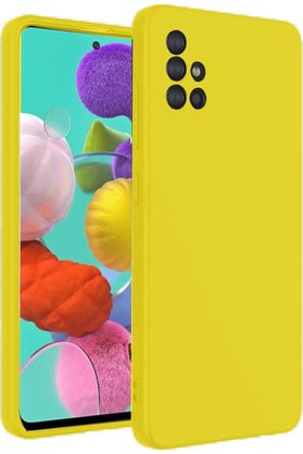 CepteToptan Samsung Galaxy A31 Kılıf Nano içi Kadife Silikon - Sarı - DROPX1531-3217