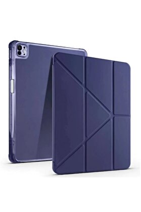 CepteToptan iPad Pro 13 (2024) Kılıf Kalemlikli Mars Tablet Kılıfı - Lacivert - DROPX1470-3916