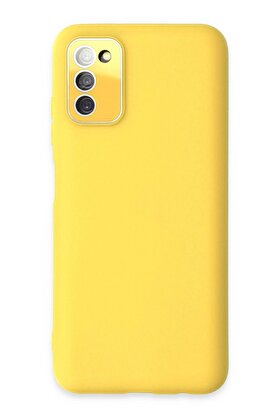 CepteToptan Samsung Galaxy A03S Kılıf Lansman Glass Kapak - Sarı - DROPX6678-3354