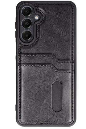 CepteToptan Samsung Galaxy S24 FE Kılıf Sara Kartvizitli Deri Kılıf - Siyah - DROPX1848-1437