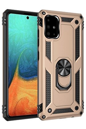CepteToptan Samsung Galaxy A71 Kılıf Sofya Yüzüklü Silikon Kapak - Gold - DROPX4015-8581