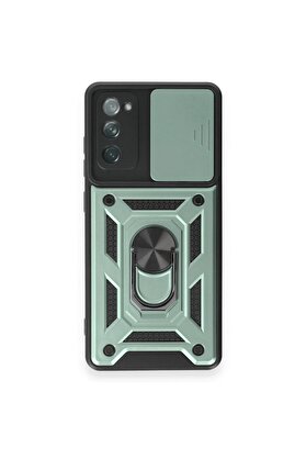 CepteToptan Samsung Galaxy S20 FE Kılıf Pars Lens Yüzüklü Silikon - Yeşil - DROPX7251-6738