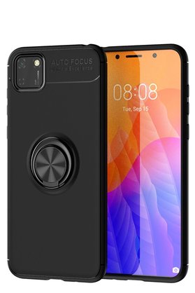 CepteToptan Huawei Y5P Kılıf Range Yüzüklü Silikon - Siyah - BRH029676-1189