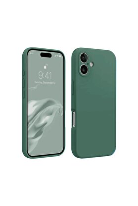 CepteToptan iPhone 16 Plus Kılıf First Silikon - Koyu Yeşil - DROPX5138-3606