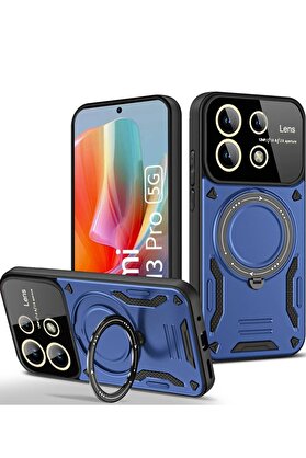 CepteToptan Xiaomi Redmi Note 13 Pro 5G Kılıf Joy Lens Standlı Kapak - Lacivert - DROPX5347-8196