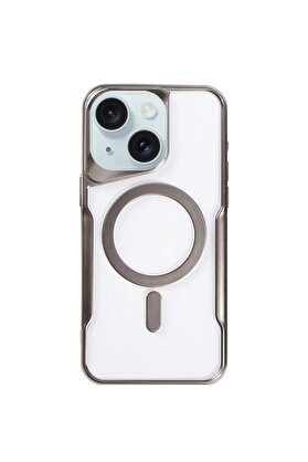 CepteToptan iPhone 15 Plus Kılıf Boyi Magsafe Silikon Kapak - Titan Gri - DROPX9956-6702