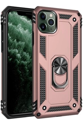 CepteToptan iPhone 11 Pro Kılıf Sofya Yüzüklü Silikon Kapak - Rose - DROPX7465-9490
