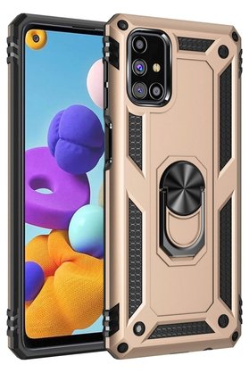 CepteToptan Samsung Galaxy M51 Kılıf Sofya Yüzüklü Silikon Kapak - Gold - DROPX1943-4561