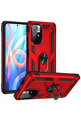 CepteToptan Xiaomi Redmi Note 11T Kılıf Sofya Yüzüklü Silikon Kapak - Kırmızı - DROPX5378-8158