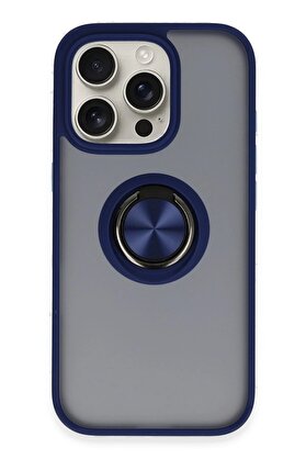 CepteToptan iPhone 16 Pro Kılıf Montreal Yüzüklü Silikon Kapak - Lacivert - DROPX6830-2575