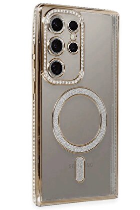 CepteToptan Samsung Galaxy S24 Ultra Kılıf Joke Simli Magneticsafe Kılıf - Gold - DROPX5446-7563