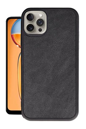 CepteToptan iPhone 15 Pro Kılıf Aras Deri Kapak - Siyah - DROPX8639-6340