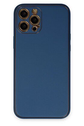 CepteToptan iPhone 12 Pro Kılıf Coco Deri Silikon Kapak - Açık Mavi - DROPX6659-3754