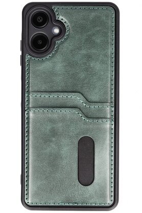 CepteToptan Samsung Galaxy A06 Kılıf Sara Kartvizitli Deri Kılıf - Koyu Yeşil - DROPX3360-4528