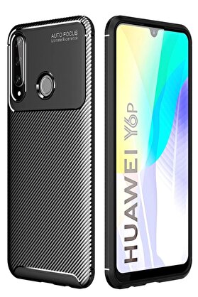 CepteToptan Huawei Y6P Kılıf Auto Focus Karbon Kapak - Siyah - DROPX5920-9255
