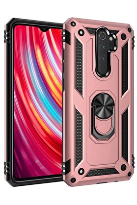 CepteToptan Xiaomi Redmi Note 8 Pro Kılıf Sofya Yüzüklü Silikon Kapak - Rose - DROPX3853-9608