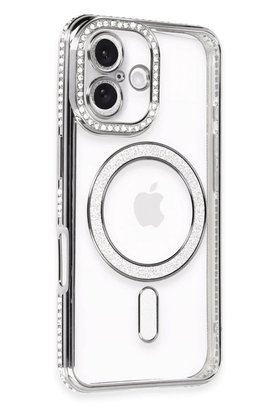 CepteToptan iPhone 16 Kılıf Joke Simli Magneticsafe Kılıf - Gri - DROPX8380-3986