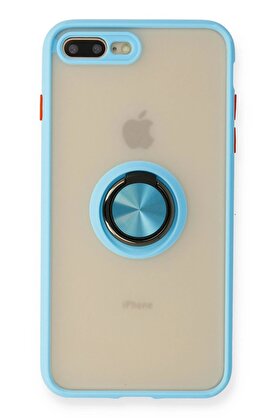 CepteToptan iPhone 7 Plus Kılıf Montreal Yüzüklü Silikon Kapak - Buz Mavi - DROPX4886-1333