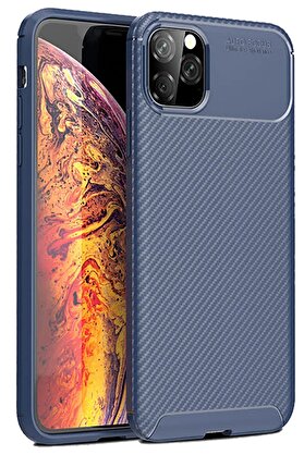 CepteToptan iPhone 11 Pro Kılıf Auto Focus Karbon Kapak - Lacivert - DROPX3262-1004