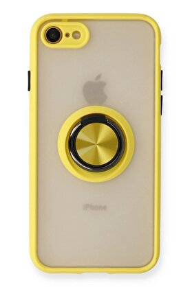 CepteToptan iPhone 7 Kılıf Montreal Yüzüklü Silikon Kapak - Sarı - DROPX3613-8160