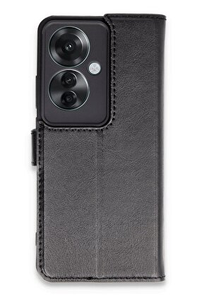 CepteToptan Oppo Reno 11F Kılıf Trend S Plus Kapaklı Kılıf - Siyah - DROPX1309-1708
