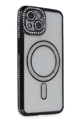 CepteToptan iPhone 14 Kılıf Joke Simli Magneticsafe Kılıf - Siyah - DROPX2615-6329
