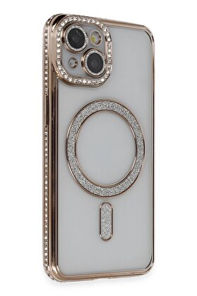 CepteToptan iPhone 14 Kılıf Joke Simli Magneticsafe Kılıf - Gold - DROPX5431-5833