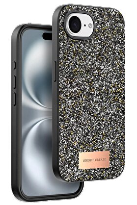 CepteToptan Apple iPhone 16E Bright Simli Kapak - Gümüş - DROPX9691-9032