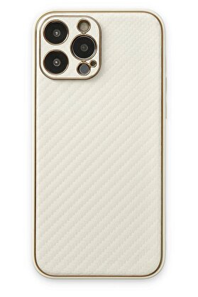 CepteToptan iPhone 13 Pro Max Kılıf Coco Karbon Silikon - Beyaz - DROPX5883-1127