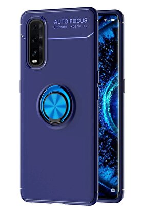 CepteToptan Oppo Find X2 Kılıf Range Yüzüklü Silikon - Mavi - DROPX9996-6772