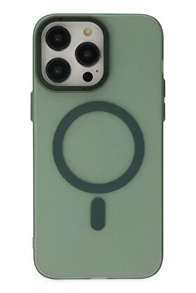 CepteToptan iPhone 14 Pro Kılıf Lodos Magneticsafe Mat Kapak - Köknar Yeşili - DROPX9133-1457