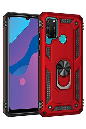 CepteToptan Huawei Y6P Kılıf Sofya Yüzüklü Silikon Kapak - Kırmızı - DROPX9827-2909