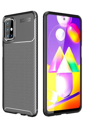 CepteToptan Samsung Galaxy M31S Kılıf Auto Focus Karbon Kapak - Siyah - DROPX2503-2881
