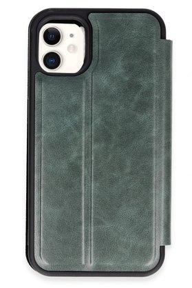 CepteToptan iPhone 11 Kılıf Flip Cover - Koyu Yeşil - DROPX1242-8685