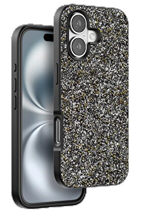 CepteToptan iPhone 16 Plus Bright Simli Kapak - Gümüş - DROPX7583-4912