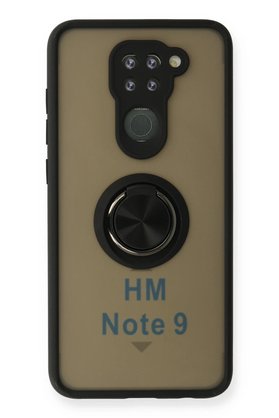 CepteToptan Xiaomi Redmi Note 9 Kılıf Montreal Yüzüklü Silikon Kapak - Siyah - DROPX6730-9568